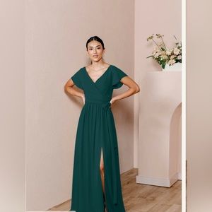 Revelry Harper Chiffon Dress Emerald Green Size 10